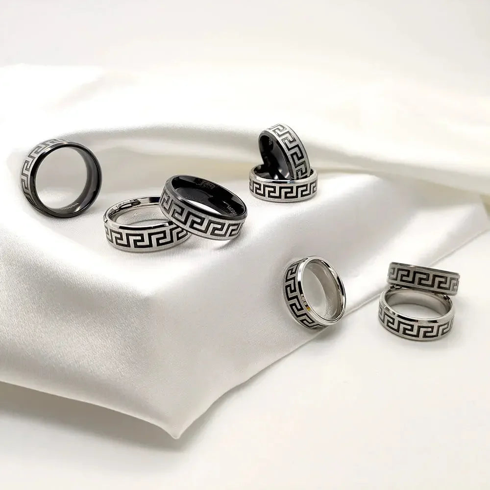 Greek Black Ring Stainless Steel empirewaers.store