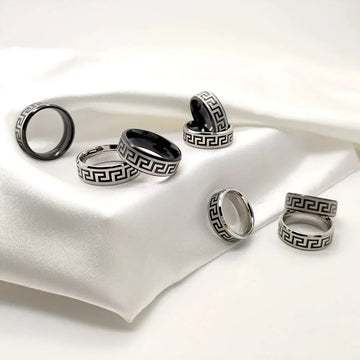 Greek Black Ring Stainless Steel empirewaers.store