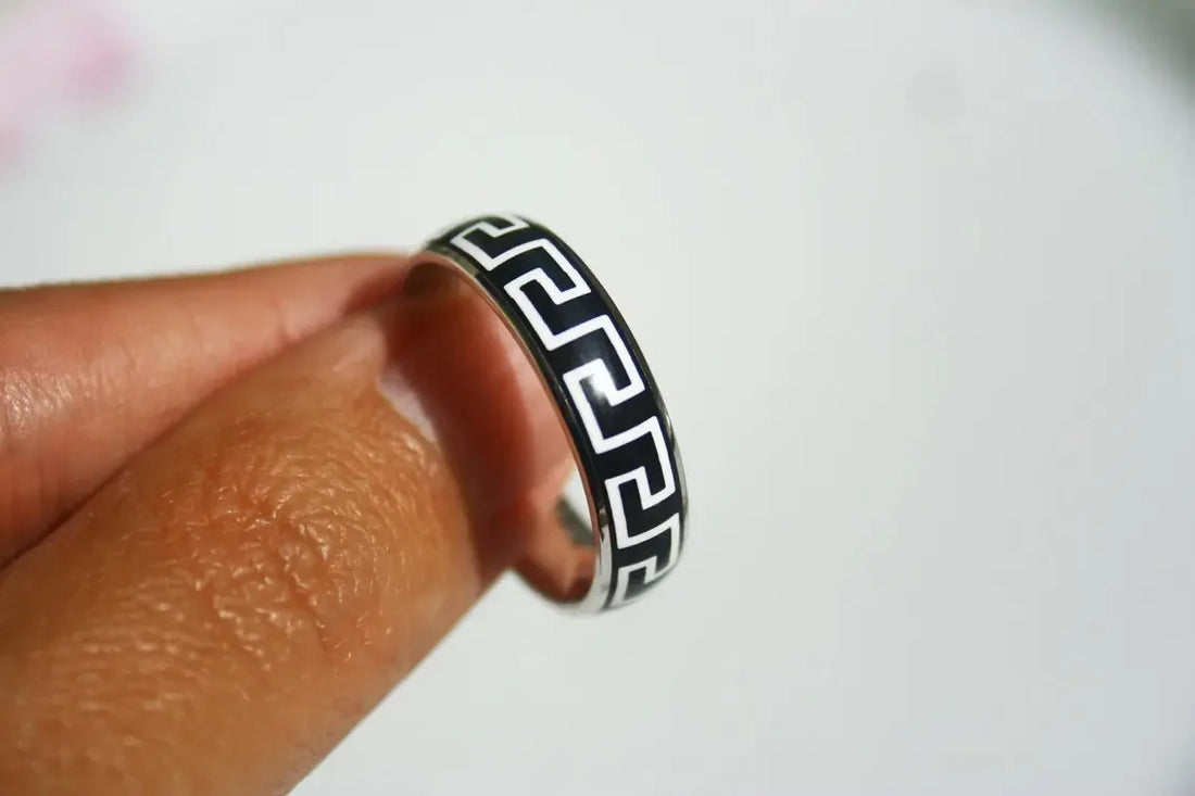 Greek Black Ring Stainless Steel empirewaers.store