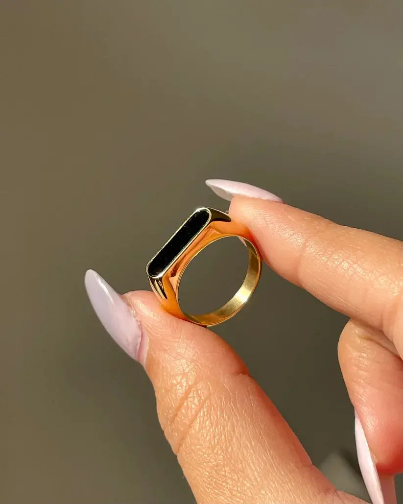 Golden Bar Ring Stainless Steel For Men empirewaers.store