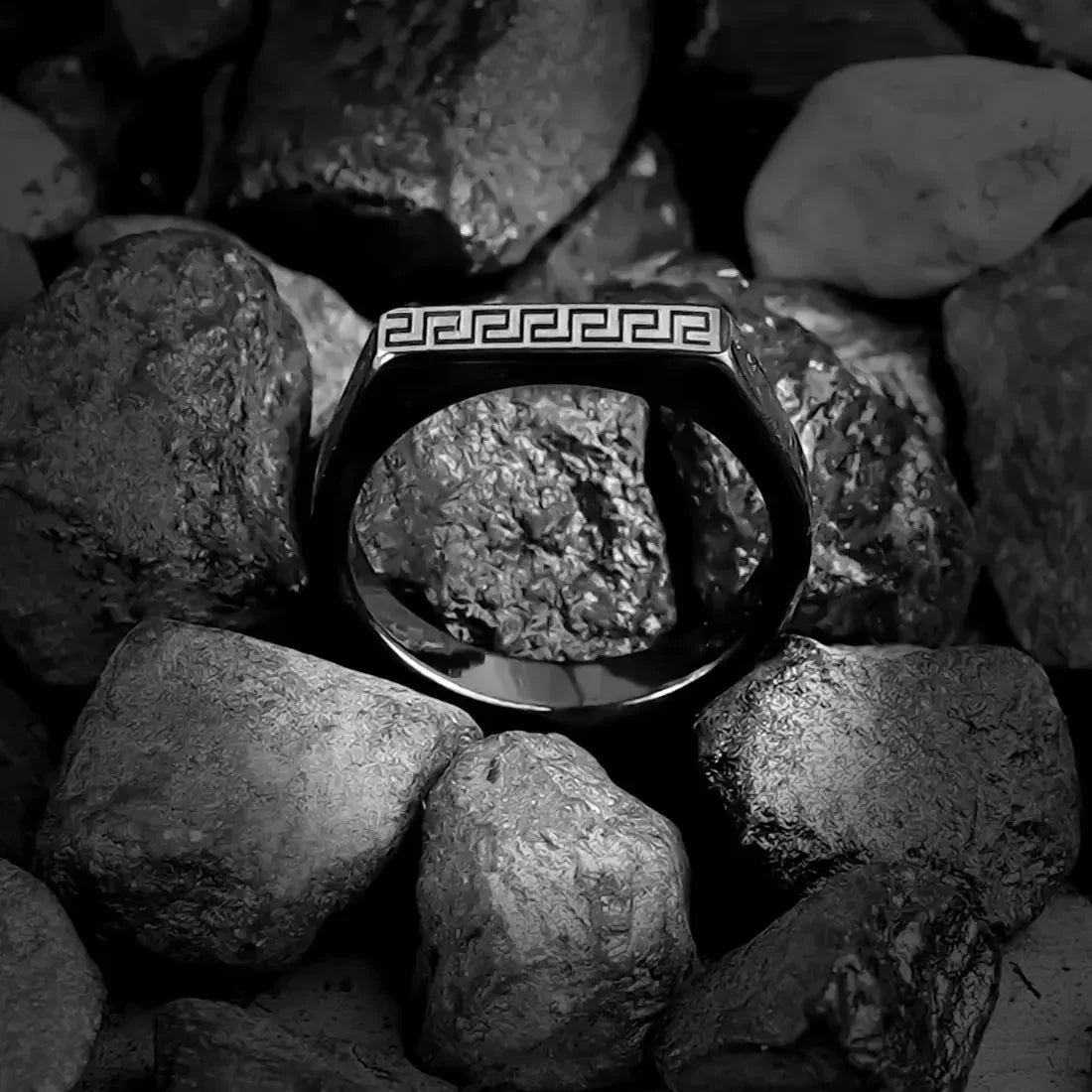 Versace Ring Stainless Steel Ring For Men (Golden & Black) empirewaers.store