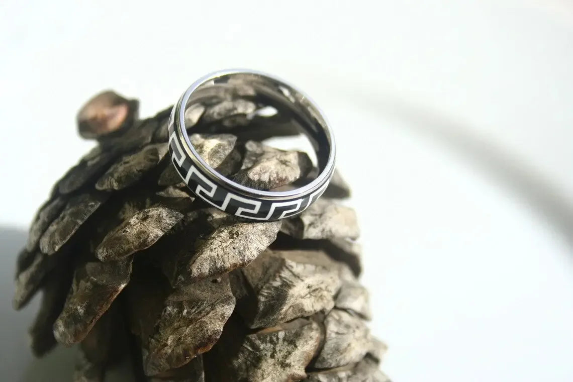 Greek Black Ring Stainless Steel empirewaers.store