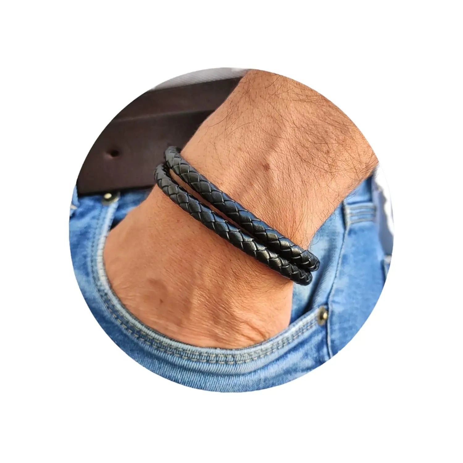 Leather Hand Bracelet Black empirewaers.store