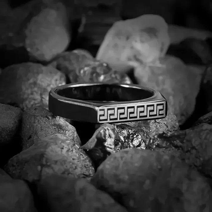 Versace Ring Stainless Steel Ring For Men (Golden & Black) empirewaers.store