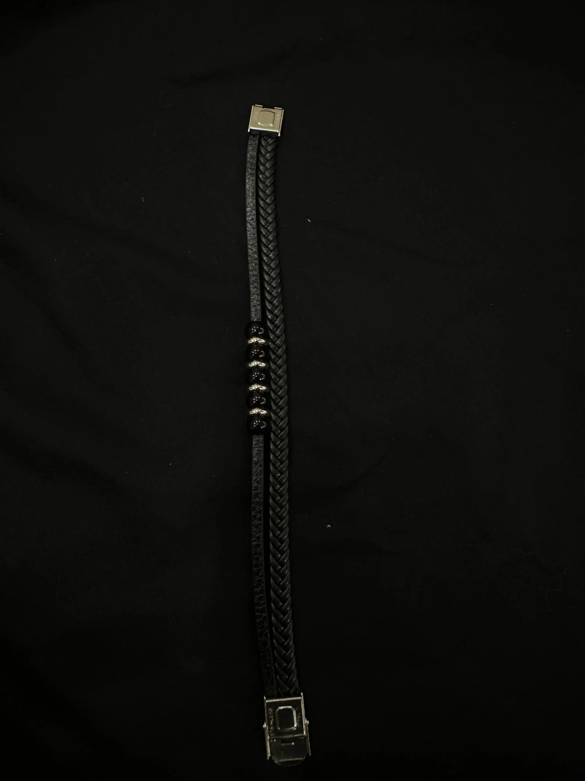 Black Braided Leather Bracelet For Men empirewaers.store