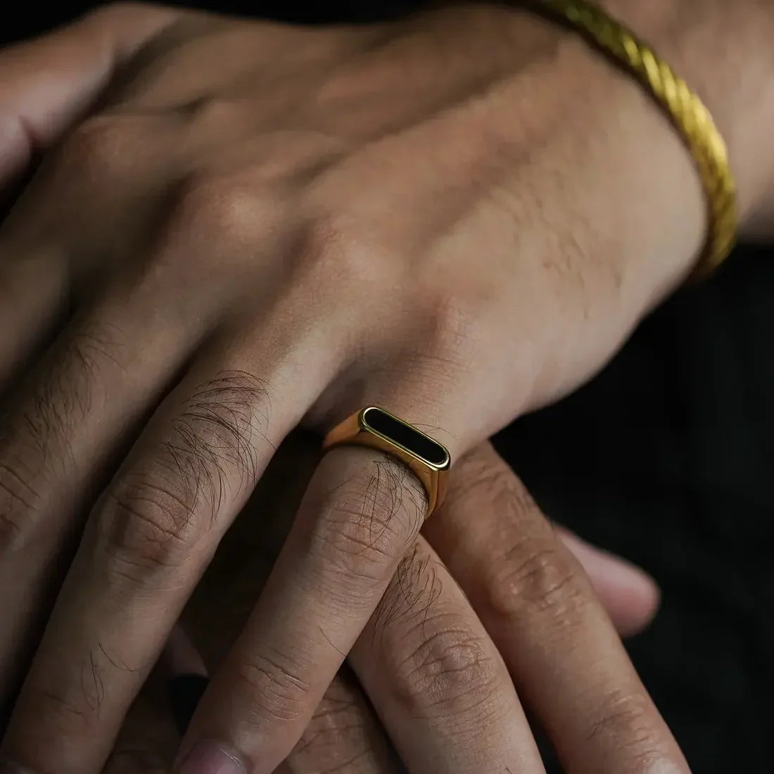 Golden Bar Ring Stainless Steel For Men empirewaers.store