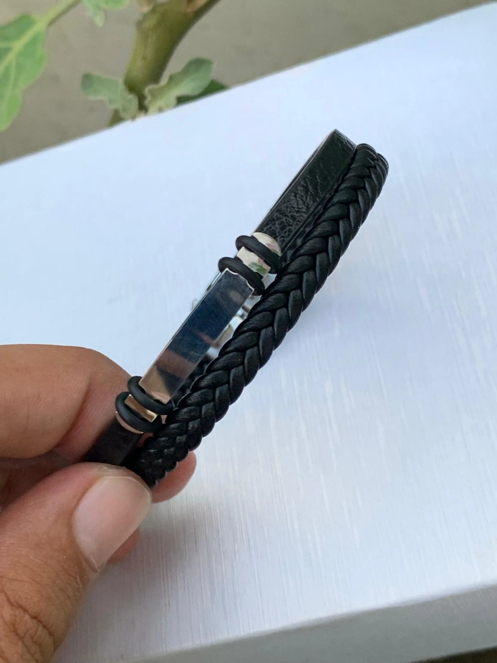 Premium Leather Braided Bracelet – Black empirewaers.store