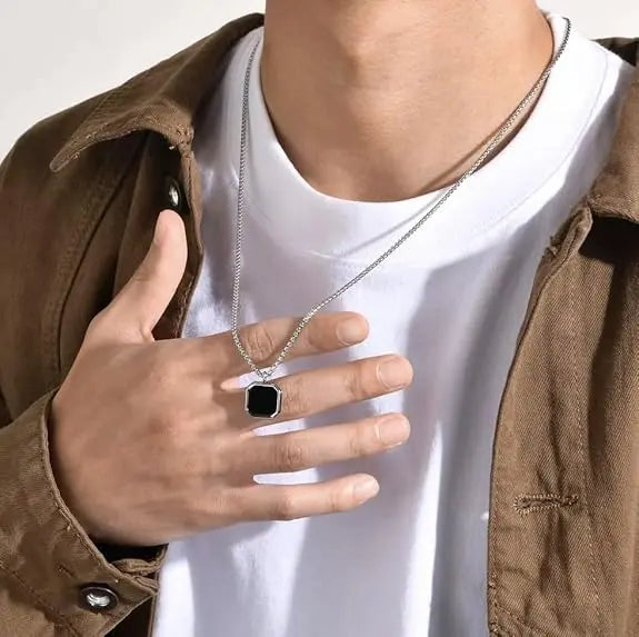 Silver Stone Chain Stainless Steel empirewaers.store