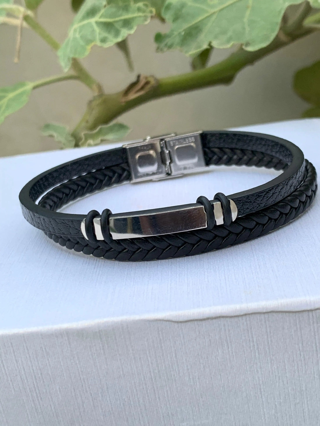 Premium Leather Braided Bracelet – Black empirewaers.store